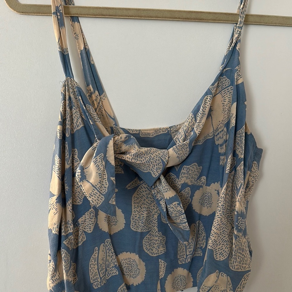 Floral Blue and Cream Women's Top
